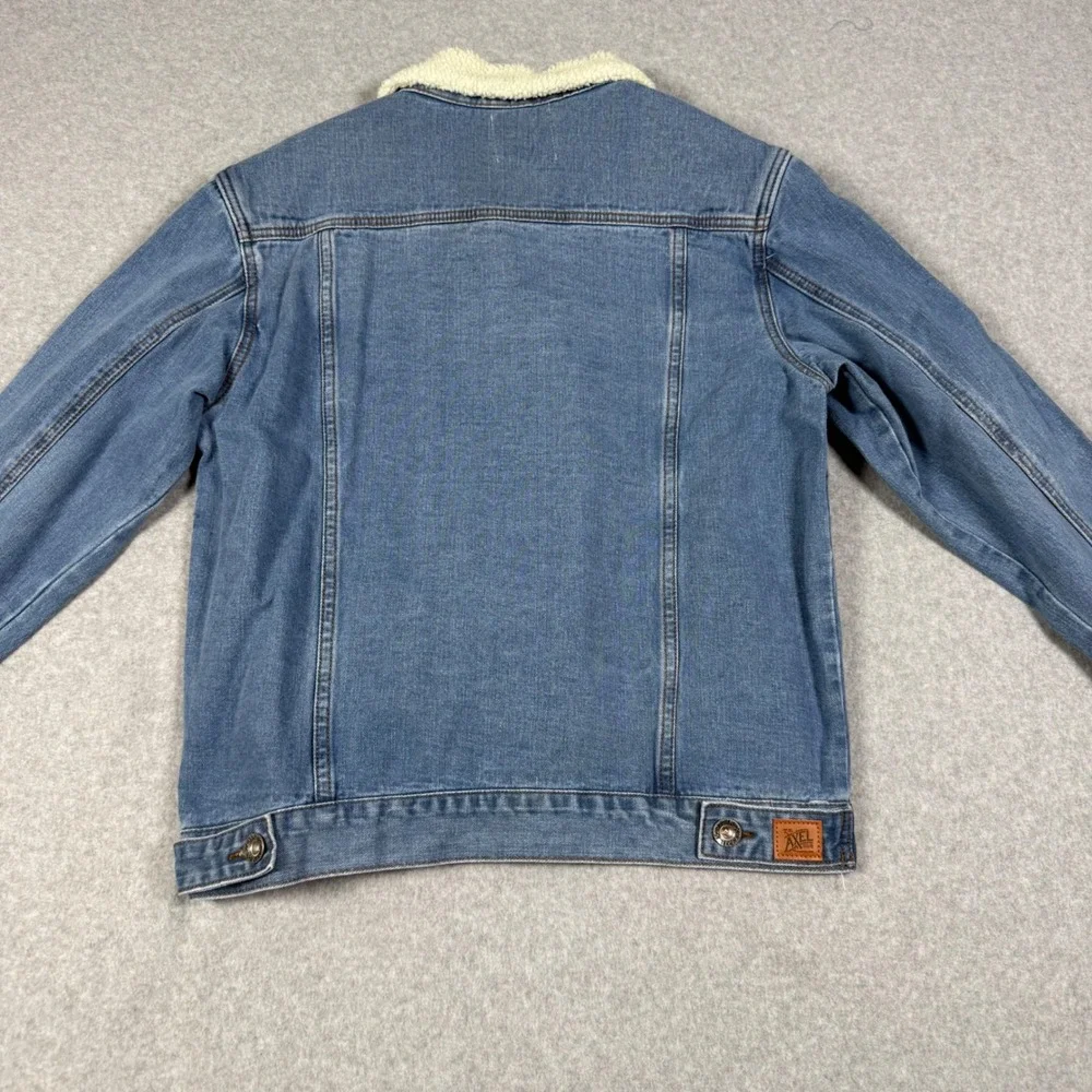 Axel Brand Mens Sherpa Lined Denim Trucker Jacket Blue Medium Wash Small NEW - Picture 7 of 8